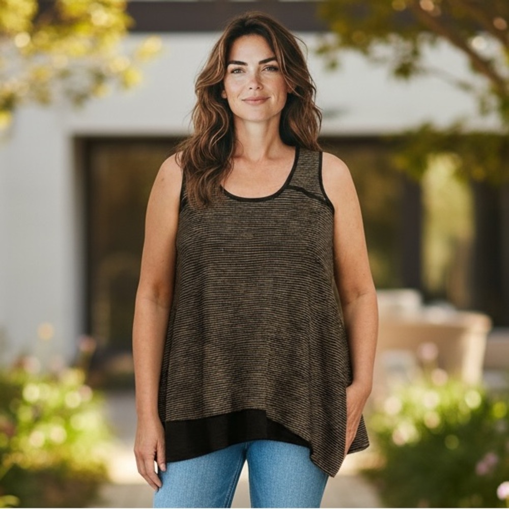 Habitat Womens Large Lagenlook Asymmetrical Artistic Layered Minimalist Tunic